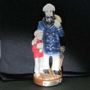 Beam 100 Months Old Decanter Bottle, Ship Captain and Young Boy 1980.  Decanter